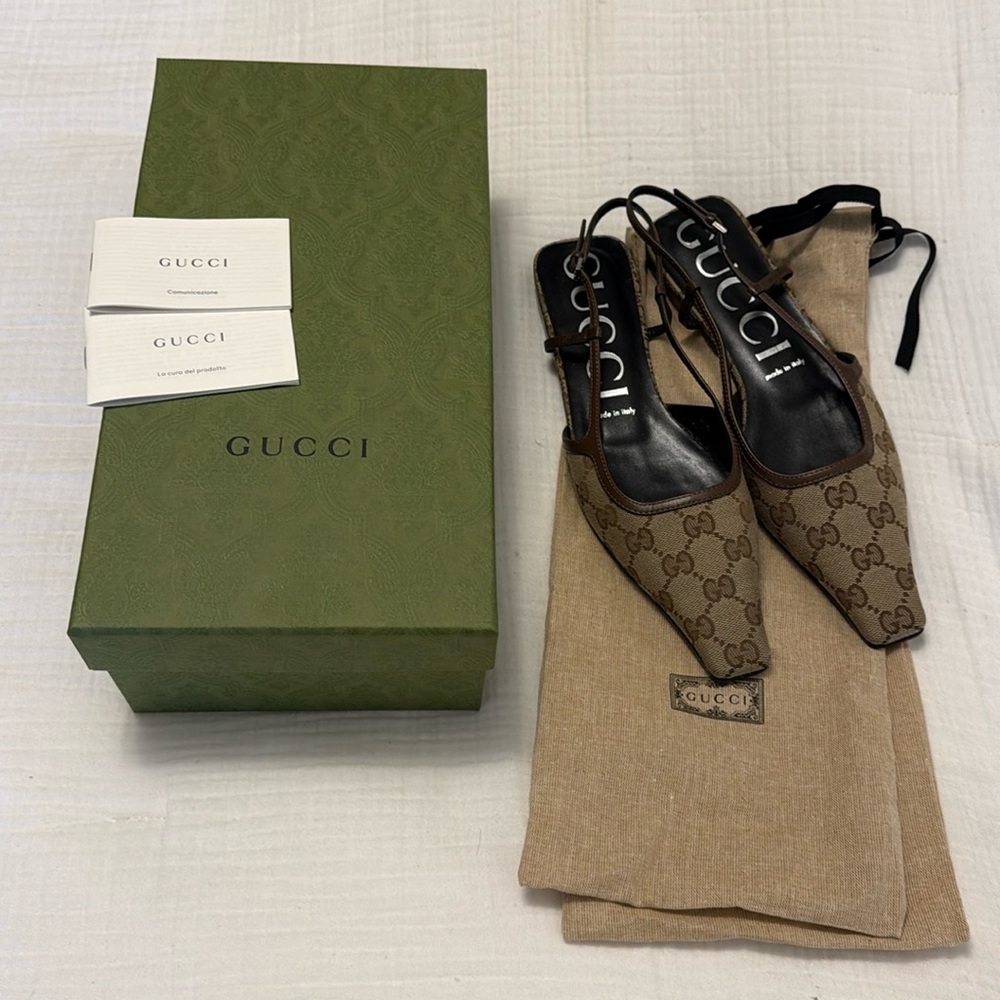 Gucci Original GG Canvas Slingback ballerina shoes